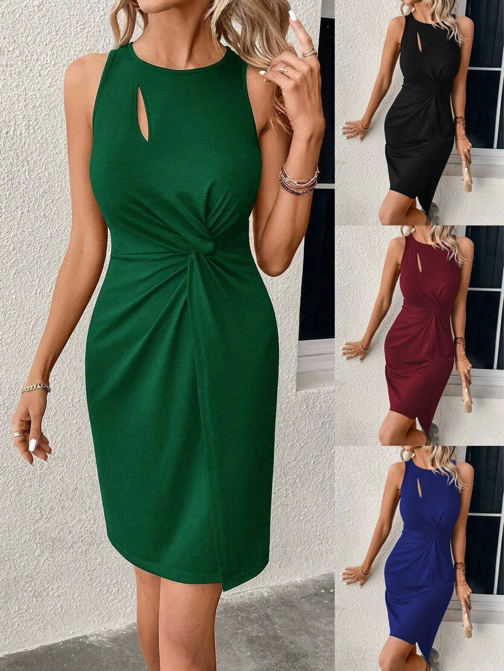 ZARA Crew Neck Slim Cutout Sleeveless Bodycon Work Dress